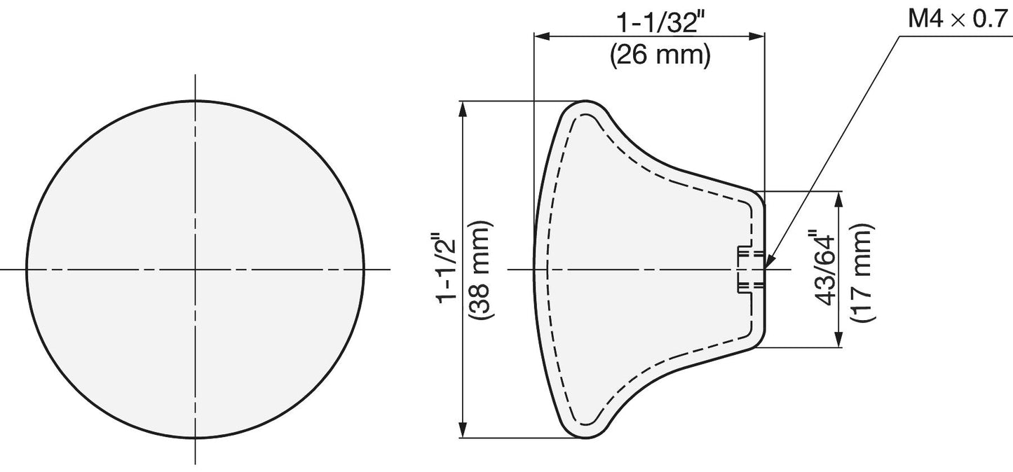 Superleichter Edelstahl-Möbelknopf SUS304, 38 mm (1,5″) RS-38S. Exklusiver massiver superleichter Edelstahl-Möbelknopf aus rostfreiem Edelstahl V2A, satiniert matt, für Privatflugzeug, Wohnmobil, Boot, feuchte Umgebung von Sugatsune / LAMP® (Japan)