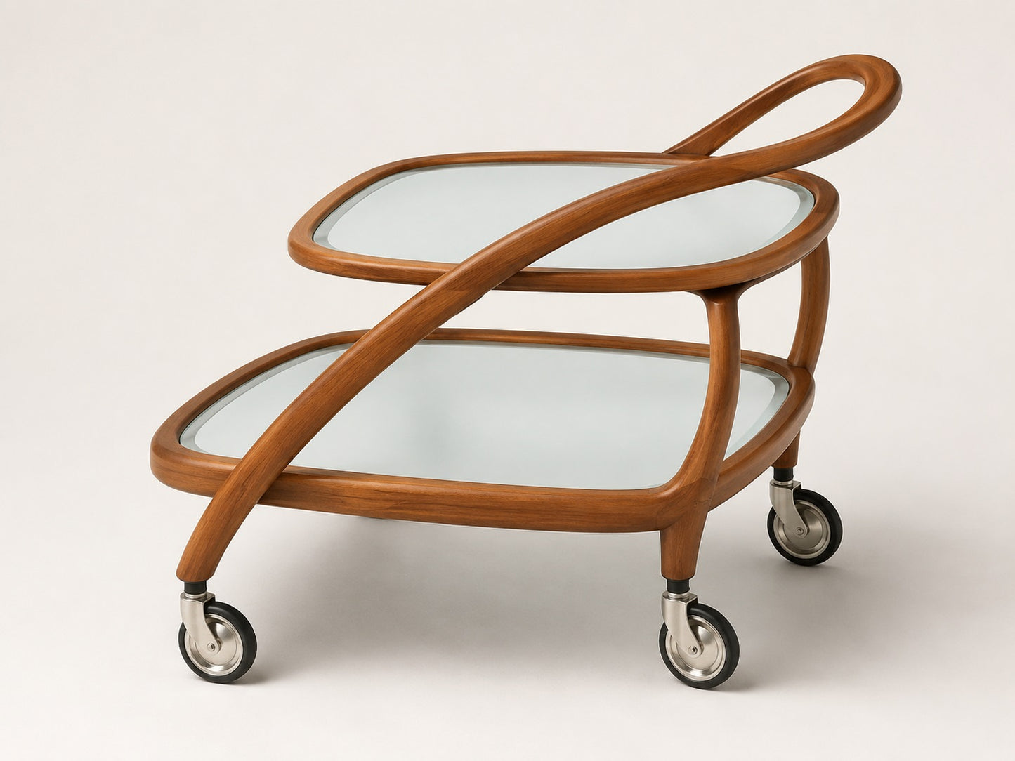 4 roulettes classiques pour chariot de service, capacité de charge : 60 kg, nickelées, diamètre : ⌀75 mm (2-61/64″), 08.01.110-1 pour chariot de service, chariot roulant, desserte