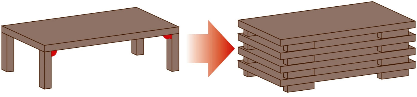 4 Stück Robuster Tischbein-Klappbeschlag, aus Stahl, Oberfläche: schwarz, B205-KTL-BK für niedrige Tische, Couchtische, Holztischbeine