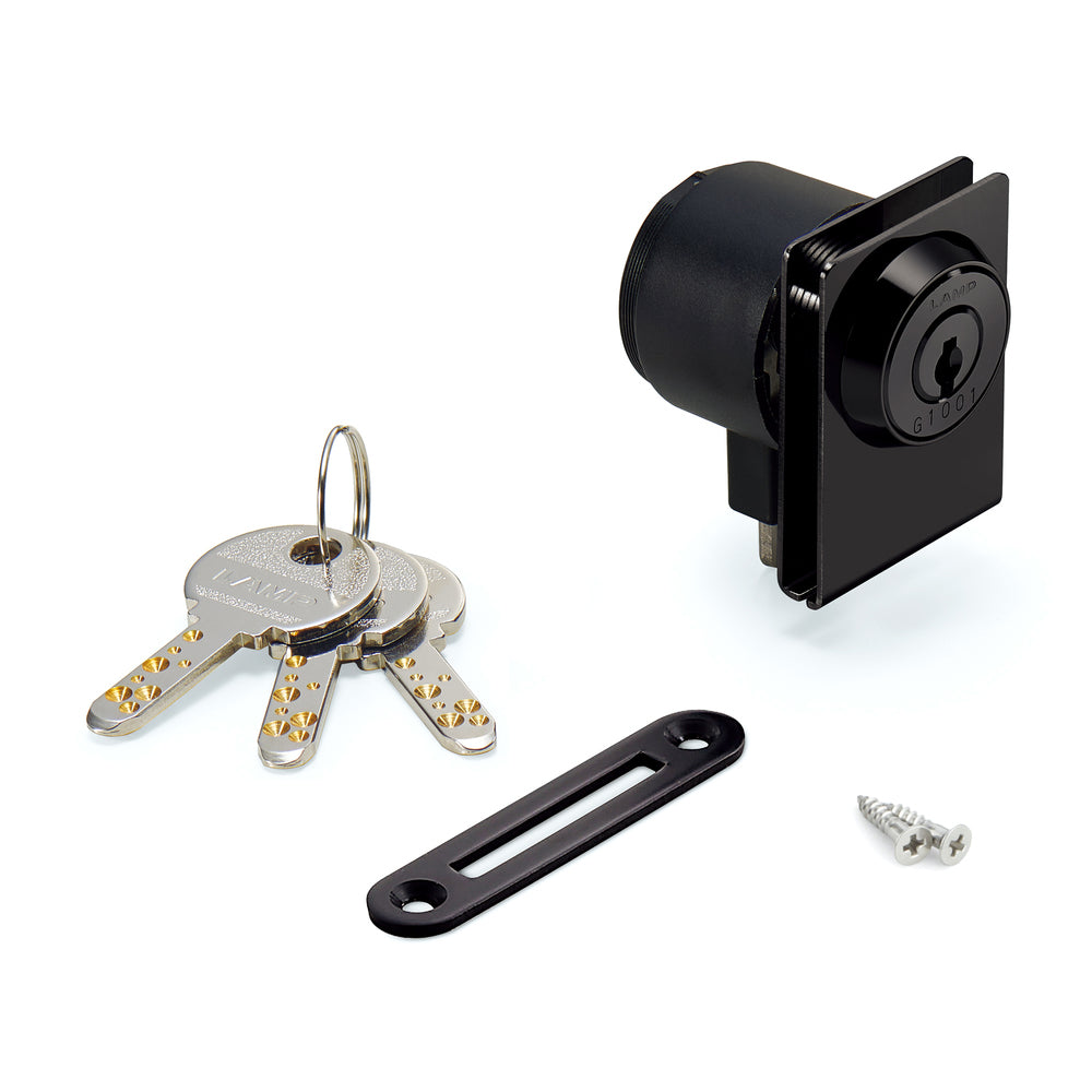 Hebelschloss, für Glastüren, Serie Million Lock, gleichschließend 1310GL-SQ-BL-D, von Sugatsune / LAMP (Japan)