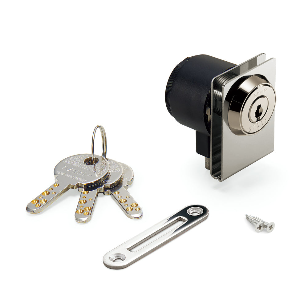 Hebelschloss, für Glastüren, Serie Million Lock, gleichschließend 1310GL-SQ-SN-D, von Sugatsune / LAMP (Japan)
