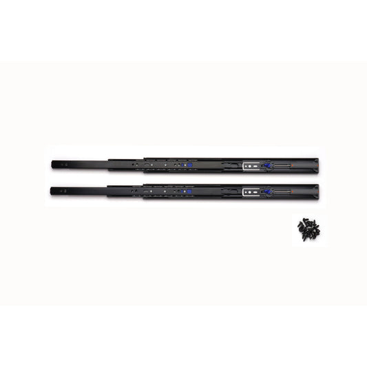 Full extension, soft-close, black 3670-400BL, by Sugatsune / LAMP (Japan)