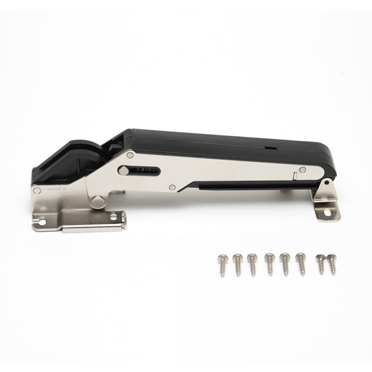 AILERON Klappenbeschlag, Garnitur mit OLYMPIA Scharnieren und Montageplatten, schwarz ARN-2-M-BL-S, von Sugatsune / LAMP (Japan)