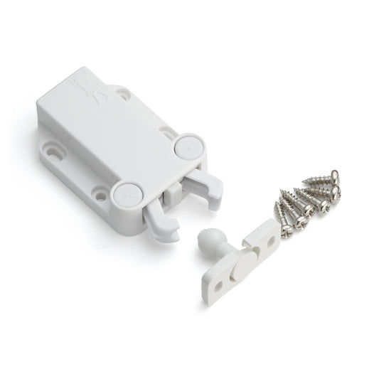 Non-magnetic push-button catch MC-37F-WH, from Sugatsune / LAMP (Japan)