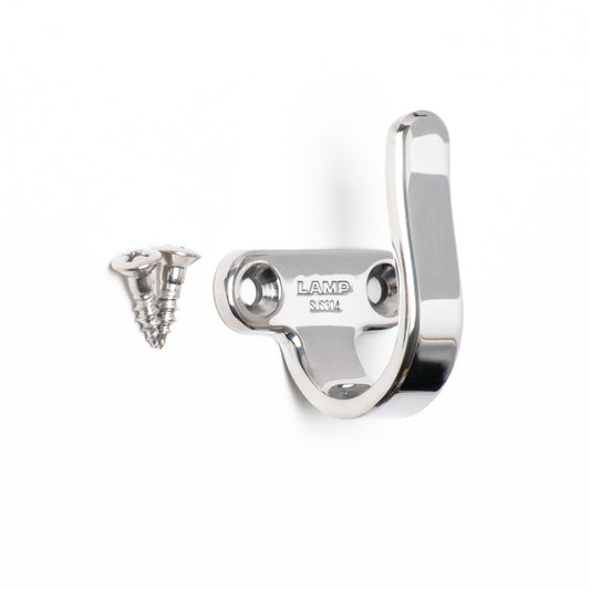 High-quality universal hook made of SUS304 stainless steel, 40 mm (1.6"), 4H-40M. Towel hook made of V2A for bathrooms, swimming pools, shipbuilding, RVs, outdoors, humid environments, and much more, from Sugatsune / LAMP® (Japan)
