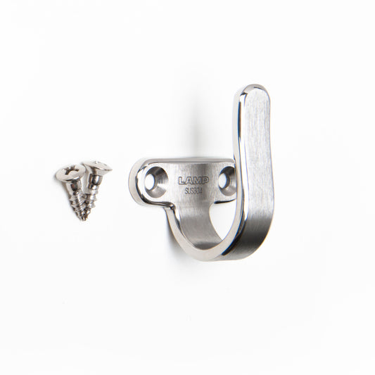 High-quality universal hook made of SUS304 stainless steel, 40 mm (1.6"), 4H-40TT. Towel hook made of V2A for bathrooms, swimming pools, shipbuilding, RVs, outdoors, humid environments, and much more, from Sugatsune / LAMP® (Japan)
