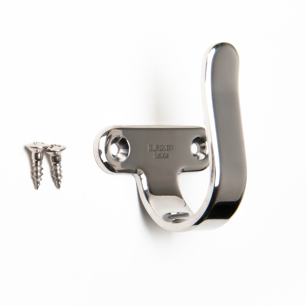 High-quality universal hook made of SUS304 stainless steel, 55 mm (2.2"), 4H-55M. Towel hook made of V2A for bathrooms, swimming pools, shipbuilding, RVs, outdoors, humid environments, and much more, from Sugatsune / LAMP® (Japan)