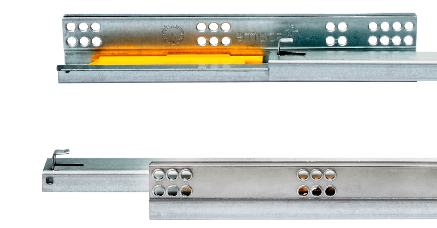 Glissières sous plancher, capacité de charge : 25 kg (56 lb), 500 mm (19-11/16″), modèle : extension partielle avec ouverture par poussée, 3123505 pour tiroir en bois, étagère en bois