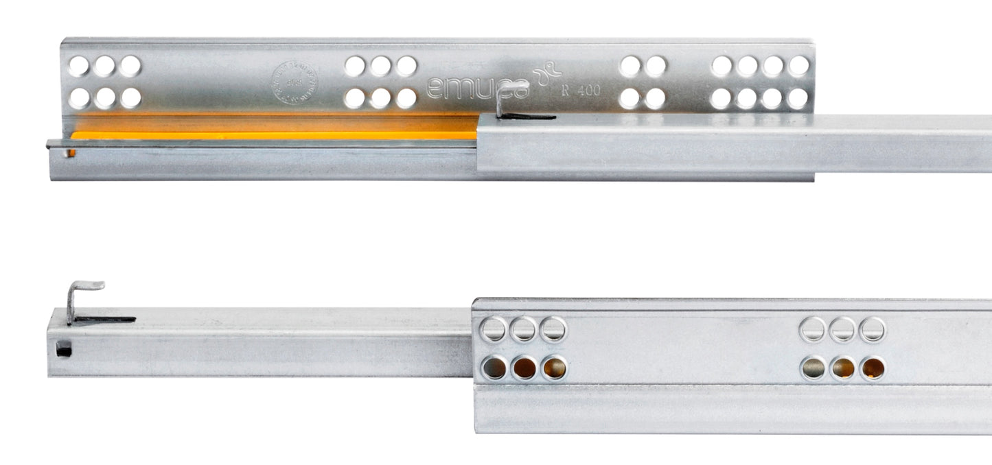 Underfloor guides, load capacity: 25 kg (56 lbs), 450 mm (17-23/32″), partial extension with soft-close, 3019405 for wooden drawer, wooden drawer, wooden shelf