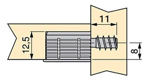 20 pieces of robust connecting bolts for bore ⌀6 mm, made of steel, 11 mm (7/16″), 8905305 for furniture connection