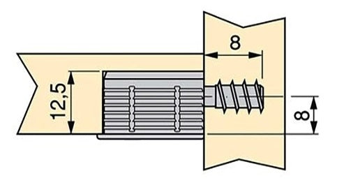 20 pieces of robust connecting bolts for bore ⌀6 mm, made of steel, 8 mm (5/16″), 8905205 ​​for furniture connection
