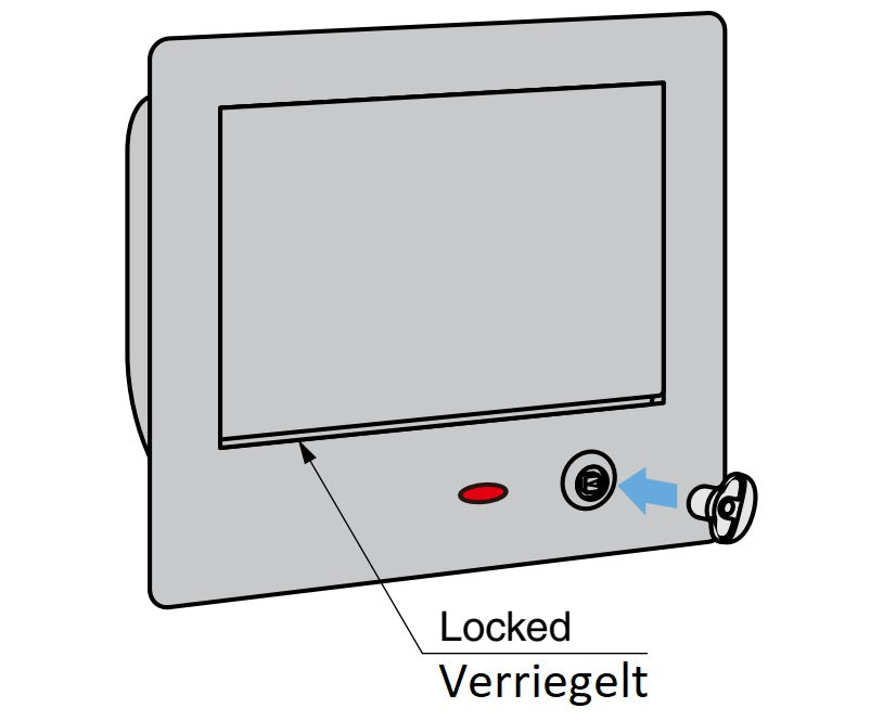 Hochwertige verschließbare rechteckige Müllklappe für die senkrechte Montage, mit Soft-Close, aus rostfreiem Edelstahl, AZ-GD230L-HL. Edelstahlmüllklappe mit Schloss für Gastronomie, Ladenbau und viel mehr, von Sugatsune / LAMP® (Japan)