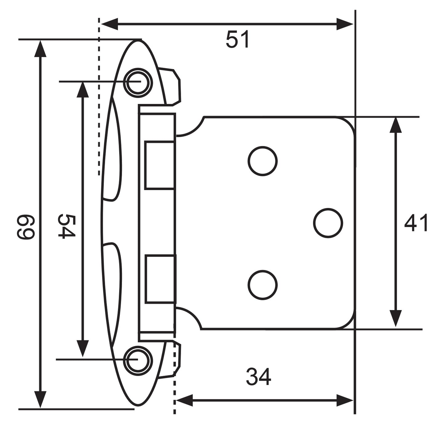 Set consisting of two SISO / UMAXO® vintage furniture hinges for framed cabinets with visible hinge joints. Antique-style furniture hinges with self-closing mechanism, adjustable overlay.