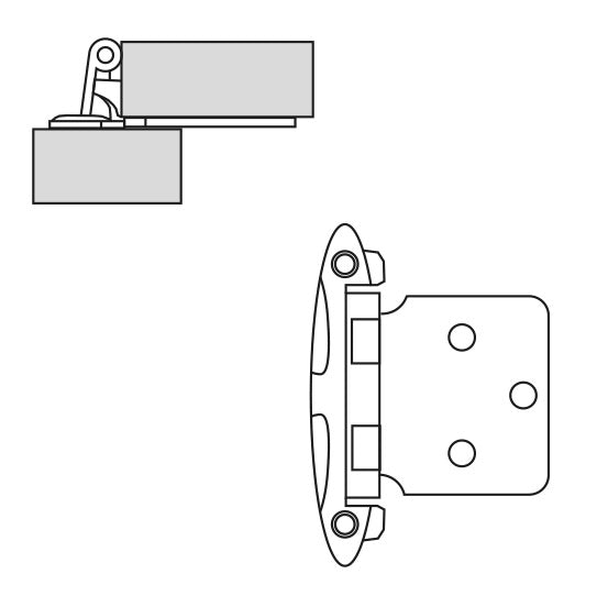 Set consisting of two SISO / UMAXO® vintage furniture hinges for framed cabinets with visible hinge joints. Antique-style furniture hinges with self-closing mechanism, adjustable overlay.