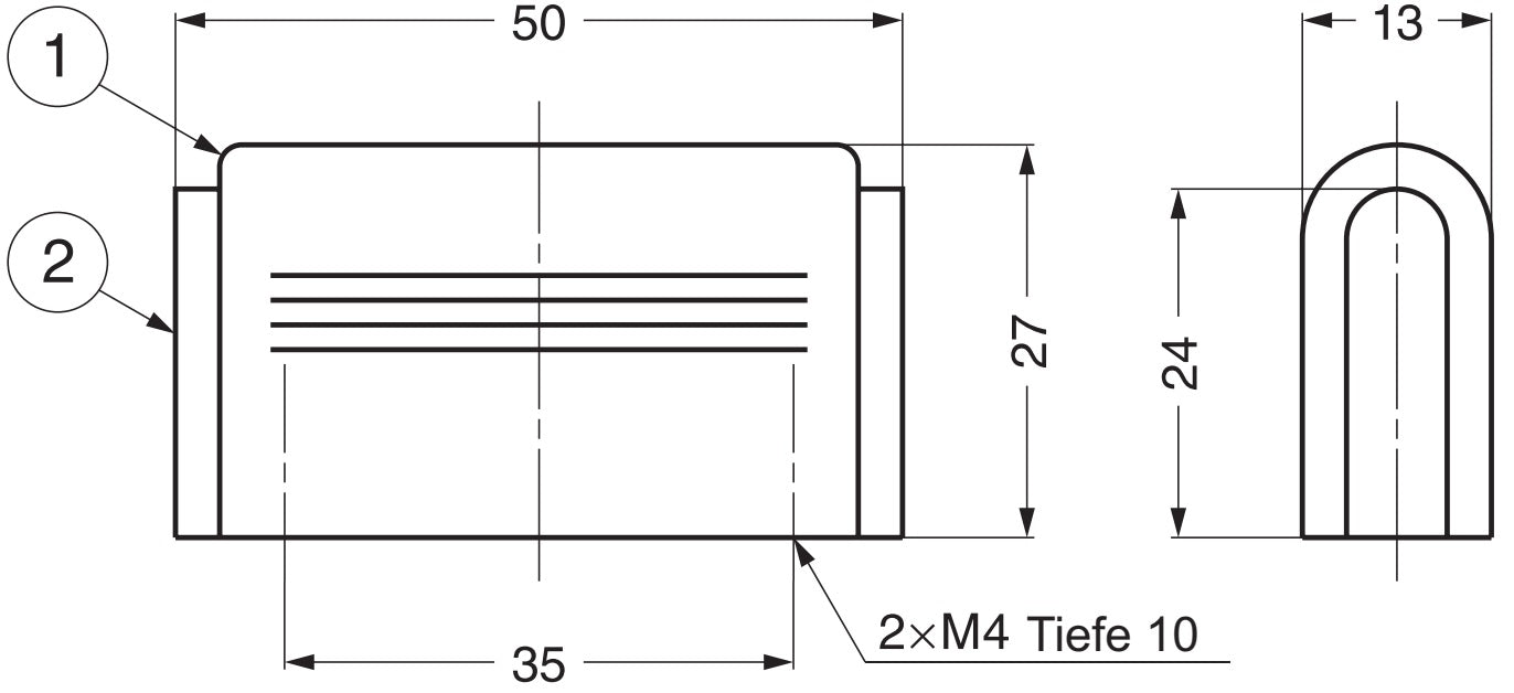 Hochwertiger weicher Möbelgriff aus Aluminiumlegierung und Elastomer, Oberfläche: schwarz, 50 mm (2″), FS-04-S. Elastischer Türgriff aus Aluminium und Gummi für Schublade, Möbeltür, Küchenschrank, Büroschrank und viel mehr, von Sugatsune / LAMP® (Japan)