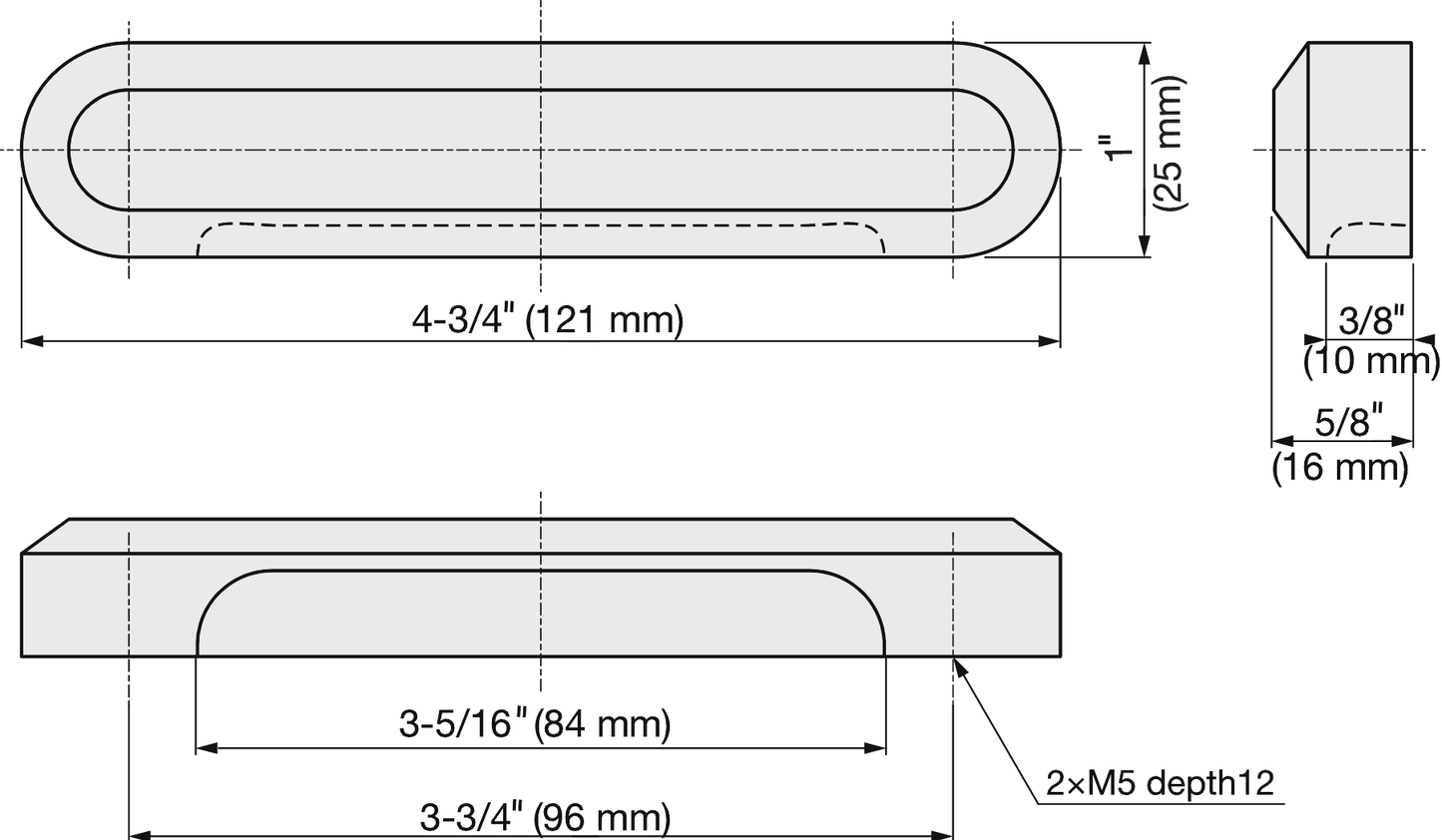 ZweiL® stainless steel furniture knob, 121 mm (4.8") ZL-2503-96. Furniture handle made of the finest V4A (SUS316) stainless steel for exclusive interior design and high-quality furnishings by Sugatsune / LAMP® (Japan).