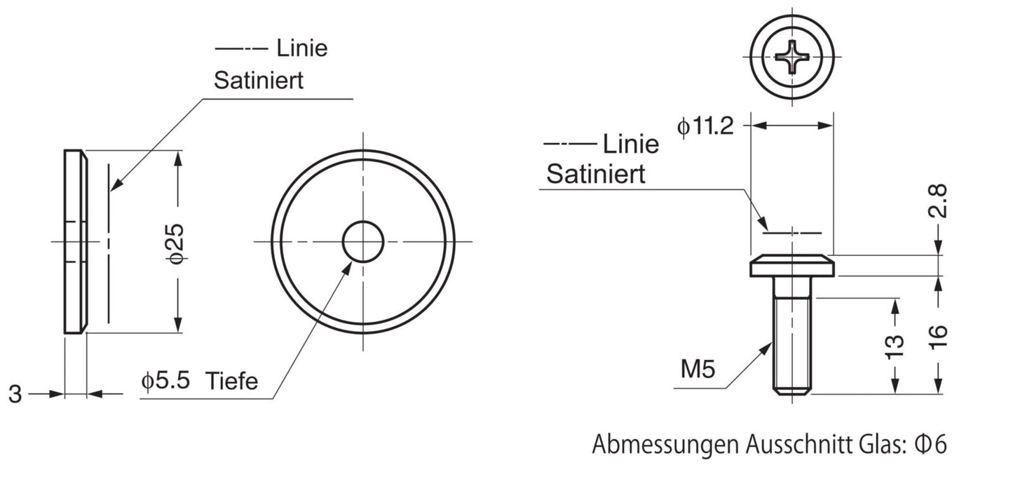 ZweiL® Halterung für Edelstahl-Möbelgriff zum Befestigen auf Glastür, 25 mm, ZL-2301-2025. Halterung aus feinstem Edelstahl V4A (SUS316) zum Befestigen von Edelstahlmöbelgriffen auf Glastür für exklusive Raumgestaltung und hochwertige Einrichtungen von Su